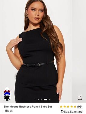 Fashion Nova Black She Means Business Pencil Skirt Set